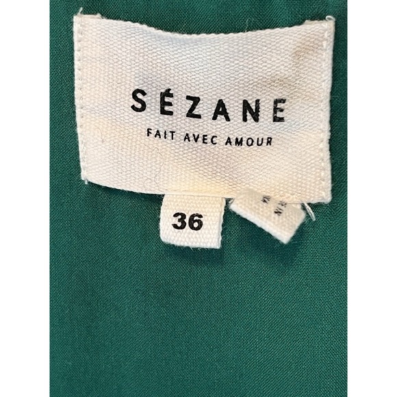 Sezane Anastasia Mini Dress Green Silk Wrap Size 36 US Size 4 100% Silk Floral - Picture 2 of 10